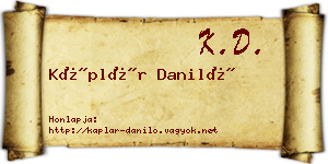 Káplár Daniló névjegykártya